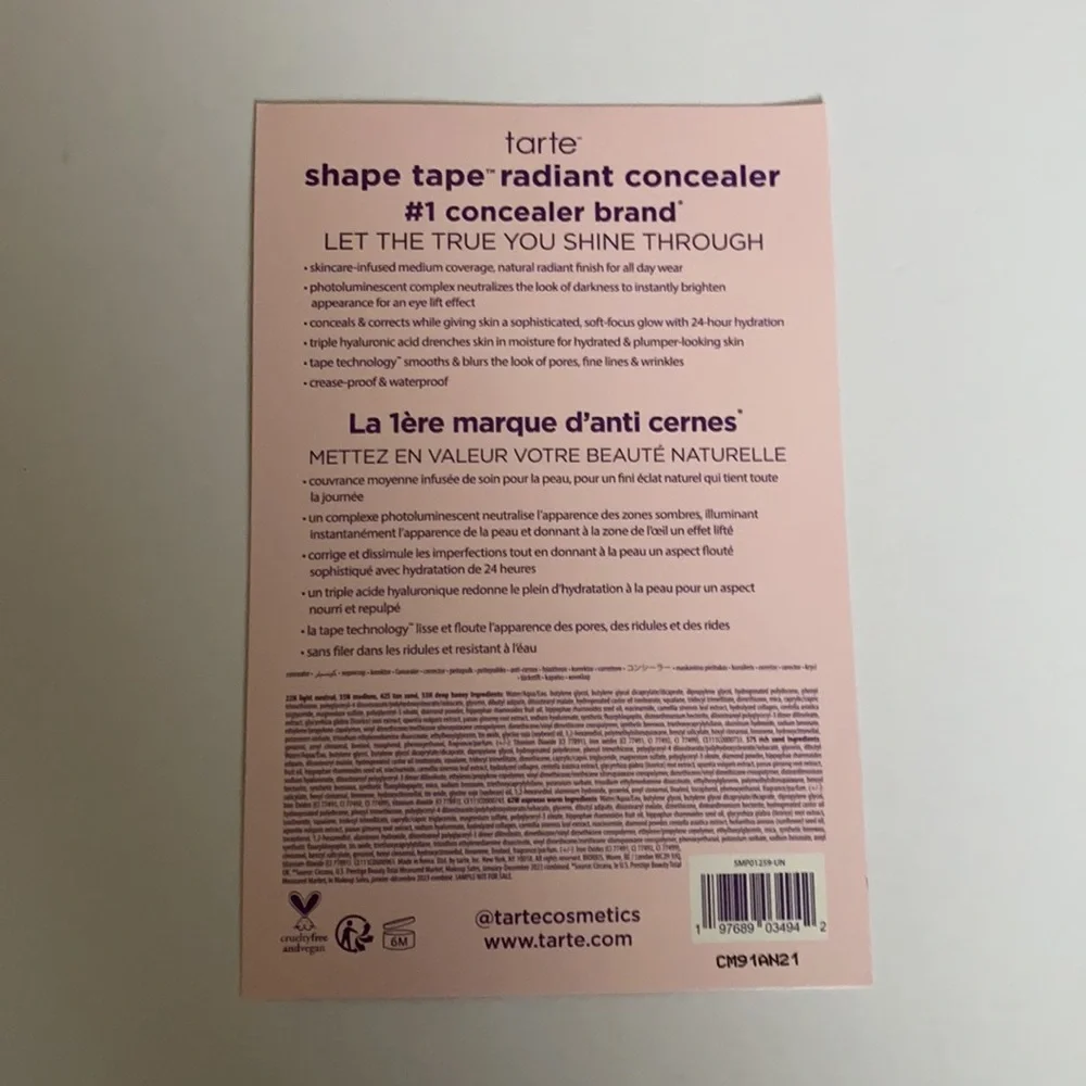 Tarte shape tape RADIANT concealer SAMPLE